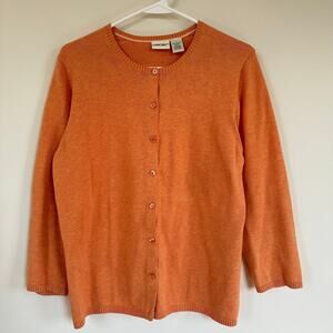 Cherokee Womens LARGE Vintage Cardigan Sweater Cotton Button Front 3/4 Sleeve